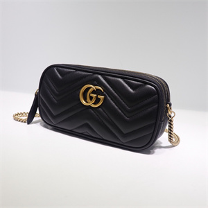 Gu.cci GG Marmont Mini Chain Bag Black Leather 546581