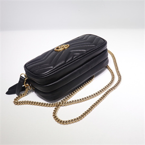 Gu.cci GG Marmont Mini Chain Bag Black Leather 546581