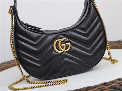 Gu.cci GG Marmont Half Moon Shaped Mini Bag Black 699514
