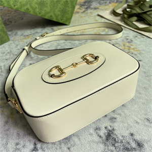 Gu.cci Horsebit 1955 Small Shoulder Bag White Leather 760196
