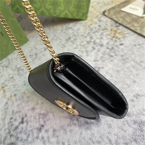 Gu.cci Blondie Medium Chain Wallet Black Leather 725219