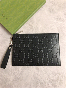 Gu.cci GG Clutch Bag Embossed Black Leather 625569