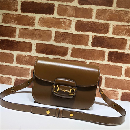Gu.cci Horsebit 1955 Shoulder Bag Brown Leather 602204