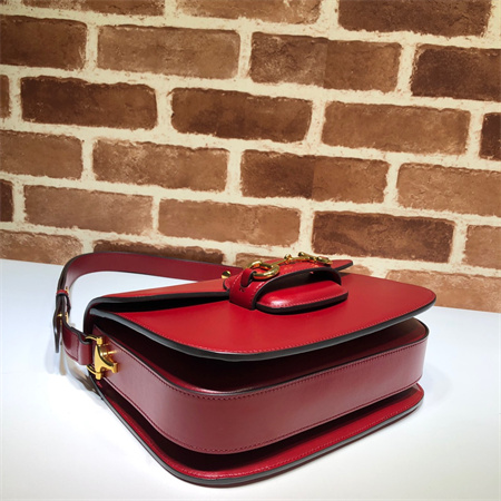 Gu.cci Horsebit 1955 Shoulder Bag Red Leather 602204
