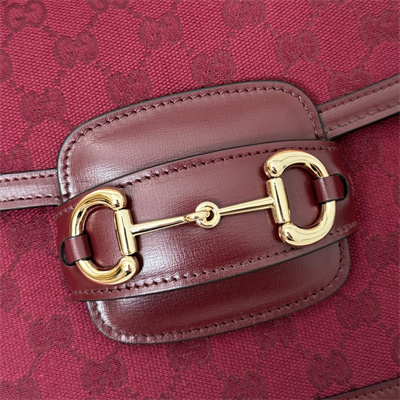 Gucci Horsebit 1955 Shoulder Bag GG Canvas Burgundy 602204