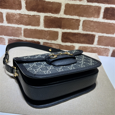 Gu.cci Horsebit 1955 Shoulder Bag Denim Blue 602204