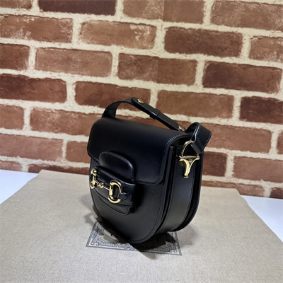 Gu.cci Horsebit 1955 Mini Rounded Bag Black Leather 760191