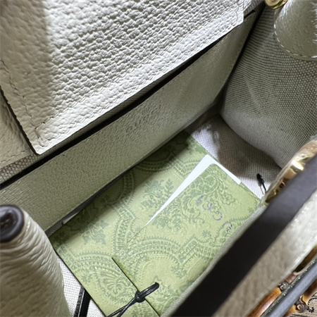 Gu.cci Diana Mini Tote Bag White Canvas 2 Straps 702732