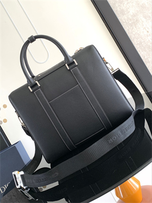 Di.or Lingot Briefcase Black Grained Calfskin