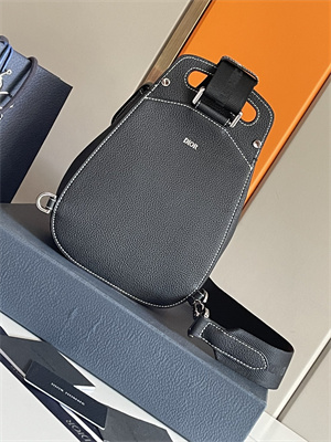 Di.or Mini  Gallop Sling Bag Black Grained Calfskin