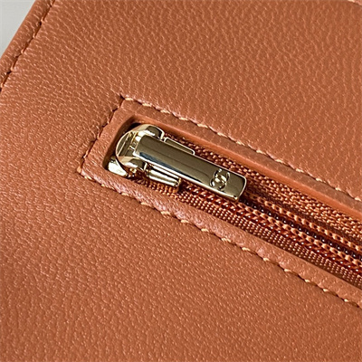 Cha.nel Wallet On Chain Lambskin Gold Tone Metal Little lion Caramel AP3424