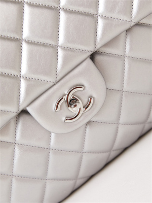 Cha.nel CF Airport Bag Calfskin Silver Tone Metal Silver AS4661