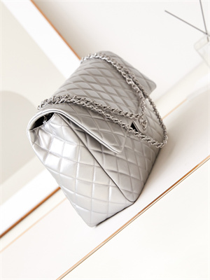 Cha.nel CF Airport Bag Calfskin Silver Tone Metal Silver AS4661