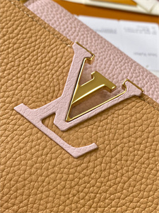 L.V Capucines MM Bag Taurillon  Leather Dark Beige/Pink M59466
