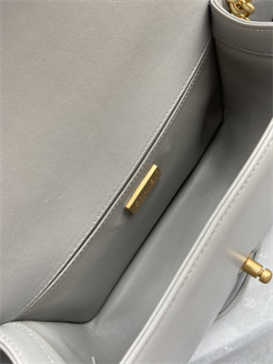 Cha.nel Medium Leboy Bag With Top Handle Python Leather Gold Metal A94804