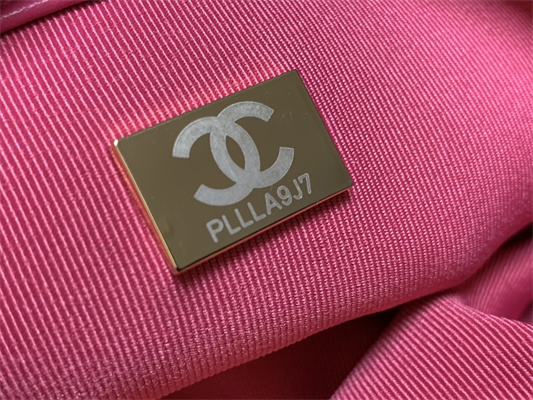 Chanel 19 Handbag Wool Tweed Gold Double C Metal Fuchsia AS1160