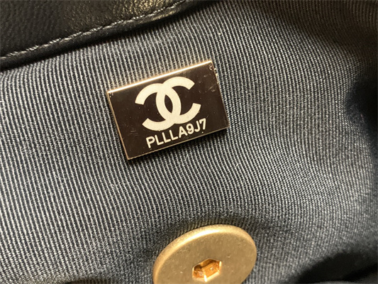 Cha.nel 19 Large Handbag Wool Tweed Gold Double C Metal Black/White AS1161