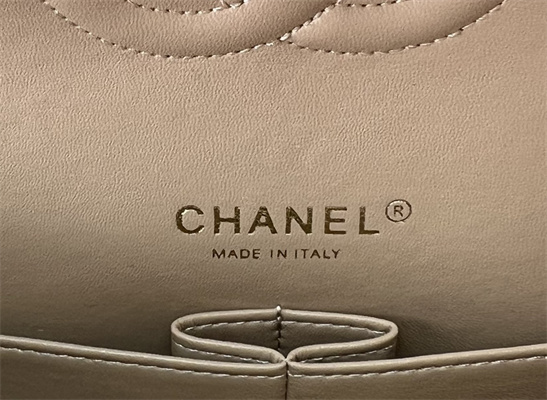 Cha.nel Medium Classic Flap Bag Tweed Gold Tone Metal Beige A01112