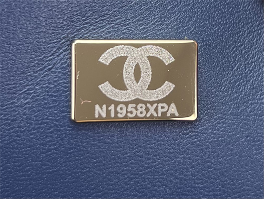 Cha.nel Mini Classic Flap Bag Tweed Gold Tone Metal Dk Blue A01116