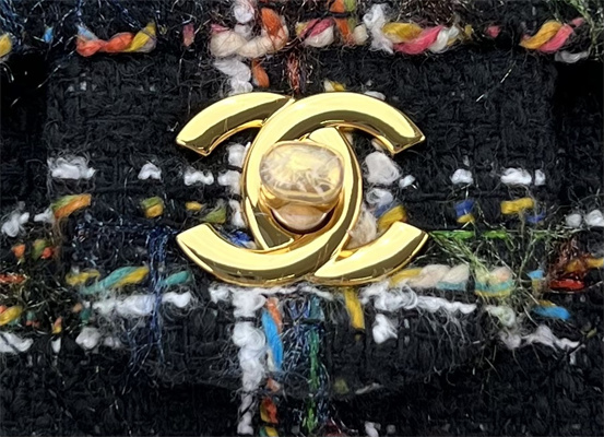 Cha.nel Medium Classic Flap Bag Tweed Gold Tone Metal Colorful A01112