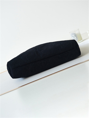 Cha.nel 22 Medium Handbag Velvet Gold Tone Metal Black AS3261