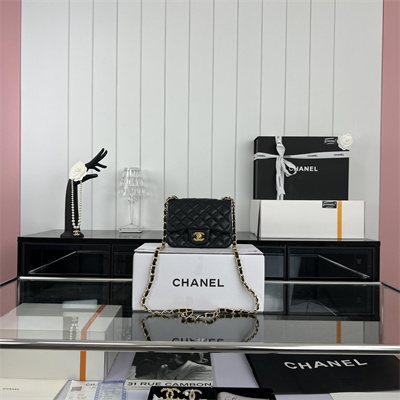 Cha.nel Super Mini Classic Flap Bag Grained Calfskin Gold Tone Metal Black 01115