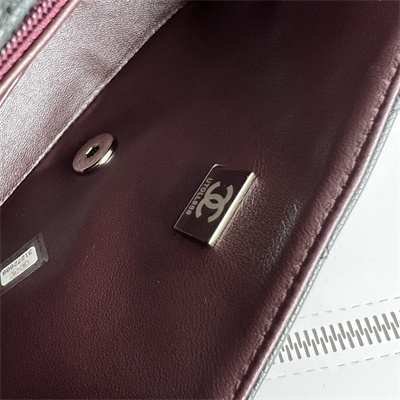 Cha.nel Super Mini Classic Flap Bag Grained Calfskin Silver Tone Metal Black 01115