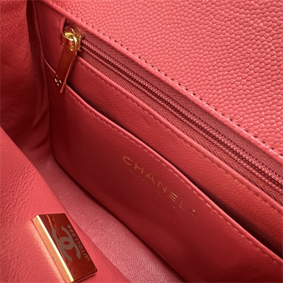 Cha.nel Super Mini Classic Flap Bag Grained Calfskin Gold Tone Metal Red 01115