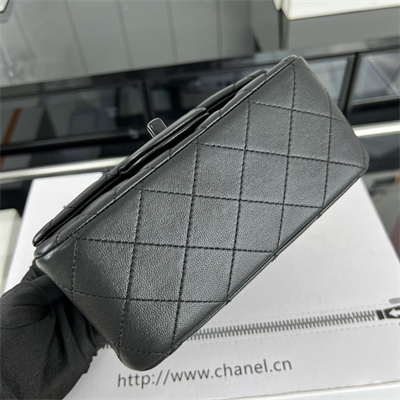 Cha.nel Super Mini Classic Flap Bag Lambskin Black Tone Metal Black 01115