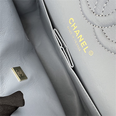 Cha.nel Small Classic Flap Bag Lambskin Gold Tone Metal Lt Blue 01117