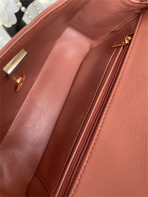 Cha.nel Mini Classic Flap Bag Grained Calfskin Gold Tone Metal Caramel 01116