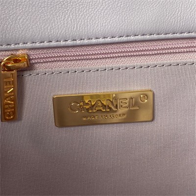 Chanel 19 Handbag Lambskin Gold Double C Metal Lilac AS1160
