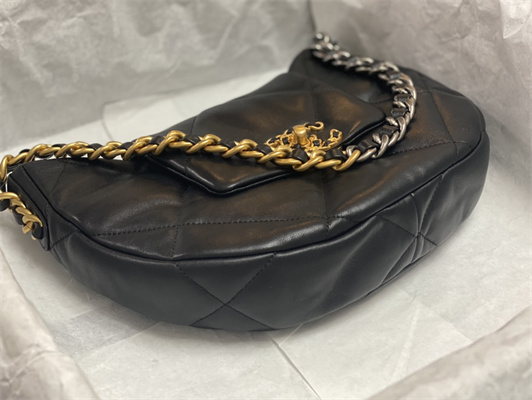 Chanel 19 Handbag Hobo Bag Lambskin Black AS4638