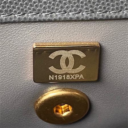 Cha.nel Small Coco Handle Bag Grained Calfskin Aged Gold Metal Grey A92990