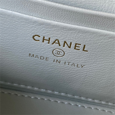 Cha.nel Vanity Case Lambskin Gold Tone Metal Blue AP3301