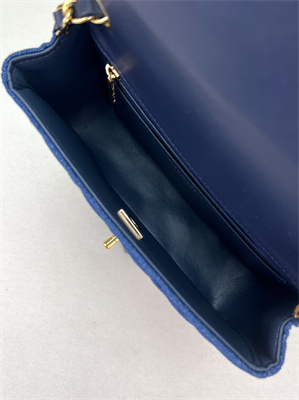 Cha.nel Mini Classic Flap Bag Denim Gold Tone Metal A01116