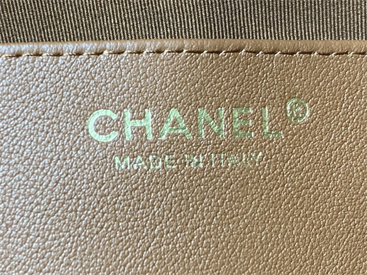 Cha.nel Hobo Handbag Tote Bag Calfskin Gold Tone Metal Caramel AS4210