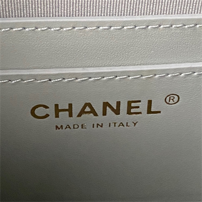 Cha.nel Backpack Grained Calfskin Gold Tone Metal Blue AS4058