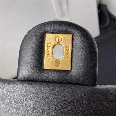 Cha.nel Super Mini Flap Bag Lambskin With  Ball Gold Tone Metal Black AS1786