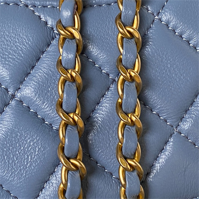 Cha.nel Super Mini Flap Bag Lambskin With Ball Gold Tone Metal Blue AS1786