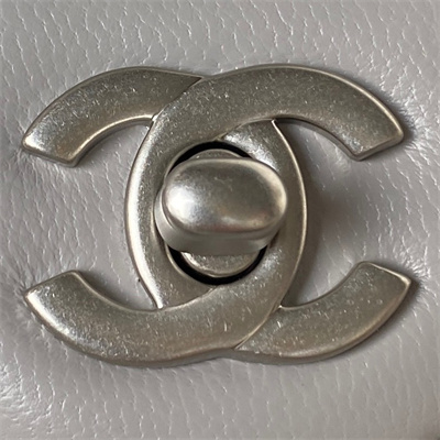 Cha.nel Super Mini Flap Bag Lambskin With Ball Silver Tone Metal Grey AS1786