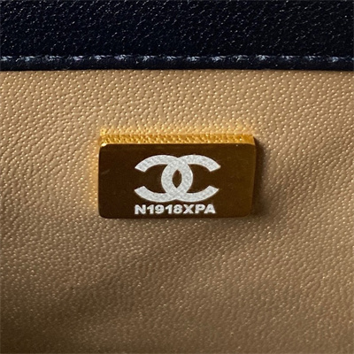 Cha.nel Super Mini Flap Bag Lambskin Football Gold Tone Metal Black AS1786