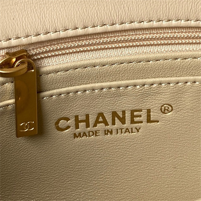Cha.nel Mini Flap Bag Lambskin With Ball Gold Tone Metal Beige AS1787