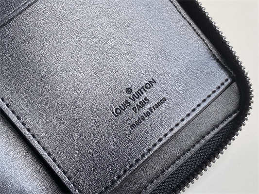L.V Zippy Wallet Vertical Monogram Seal Cowhider Leather Black M80505