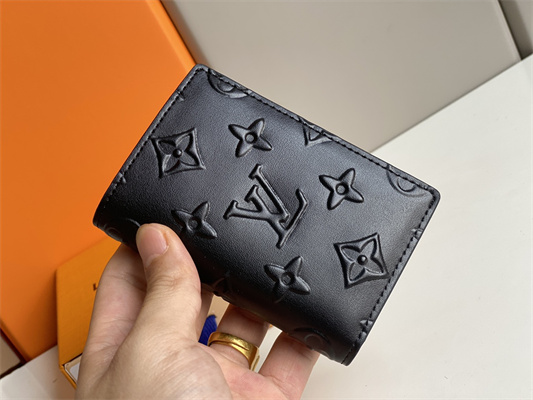 L.V Pocket Organizer Monogram Seal Cowhider Leather Black M80508