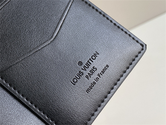 L.V Pocket Organizer Monogram Seal Cowhider Leather Black M80508