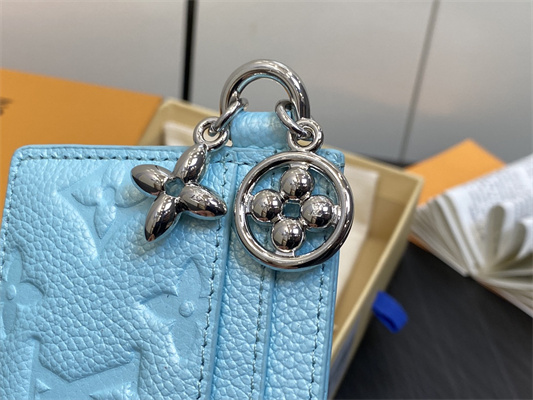 L.V Charms Card Holder Monogram Empreinte Iridescent Blue M82171