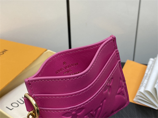 L.V Card Holder Monogram Embossed Lambskin Fuchsia M82738