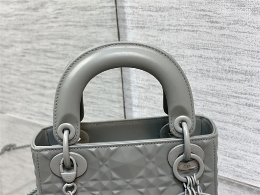 CD Mini Lady Di.or Bag Cannage Calfskin With Diamond Motif Grey Color