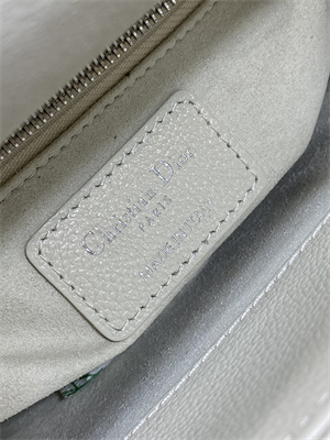 CD Mini Lady Di.or Bag Cannage Grained Calfskin Silver Tone Metal Cream